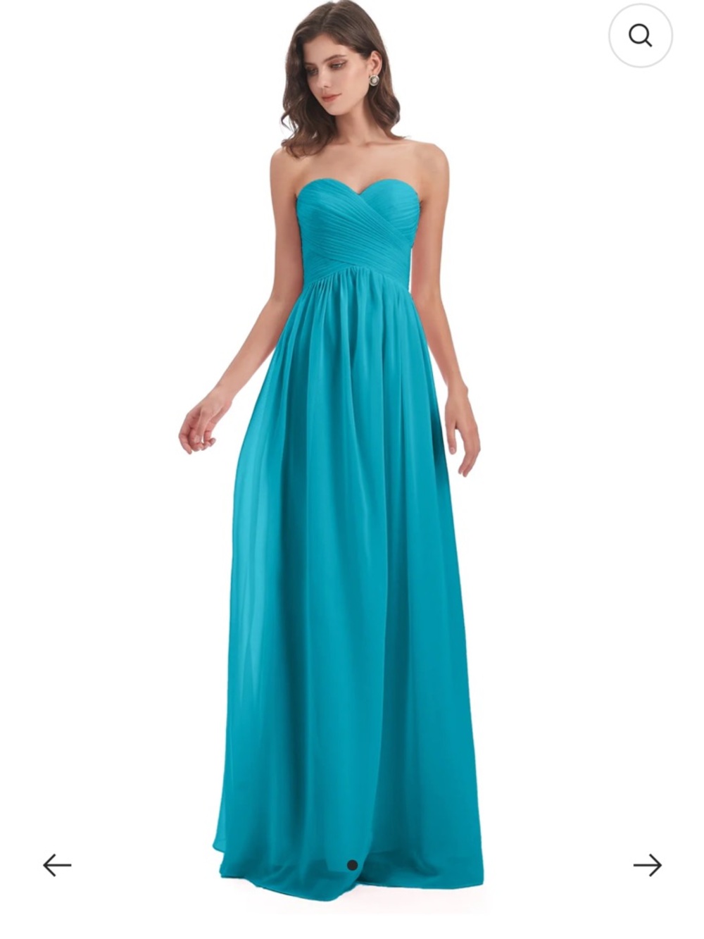 Strapless Aqua Chiffon Bridesmaids Dress